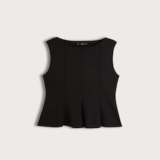 F&F Pleated Sleeveless Peplum Top in Black