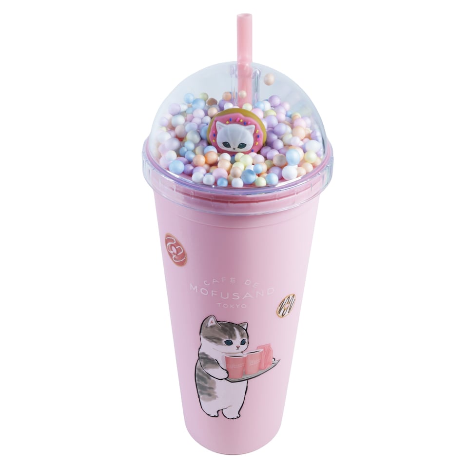 image 1 of Mofusand Water Bottle Cup With Straw 600Ml
