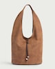image 1 of SACHA Faux Suede Shoulder Bag in Tan