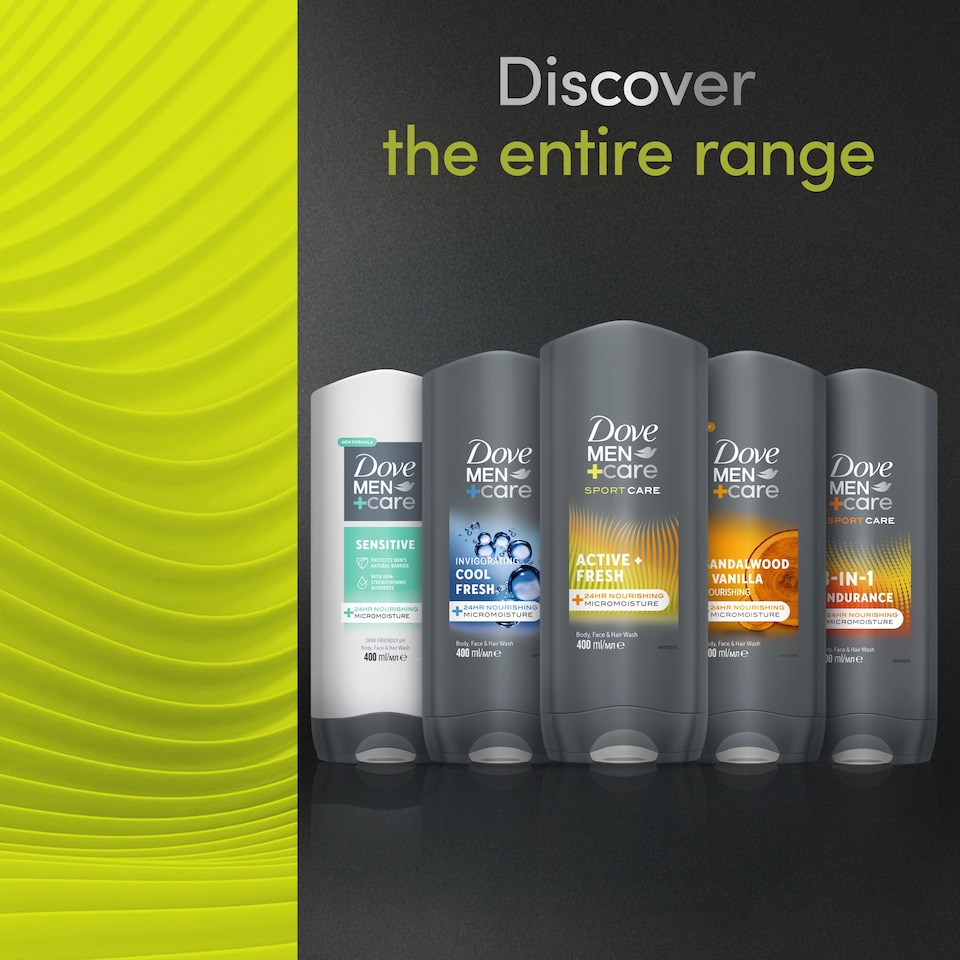 image 1 of Dove Men+Care Sport Active Fresh 3-in-1 Body Wash Shower Gel 400ml