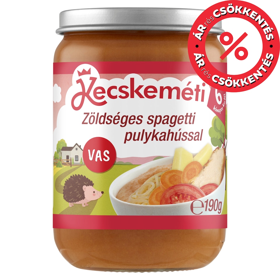 Kecskeméti Baby Food with Vegetable Spaghetti with Turkey 6 Months+ 190 g