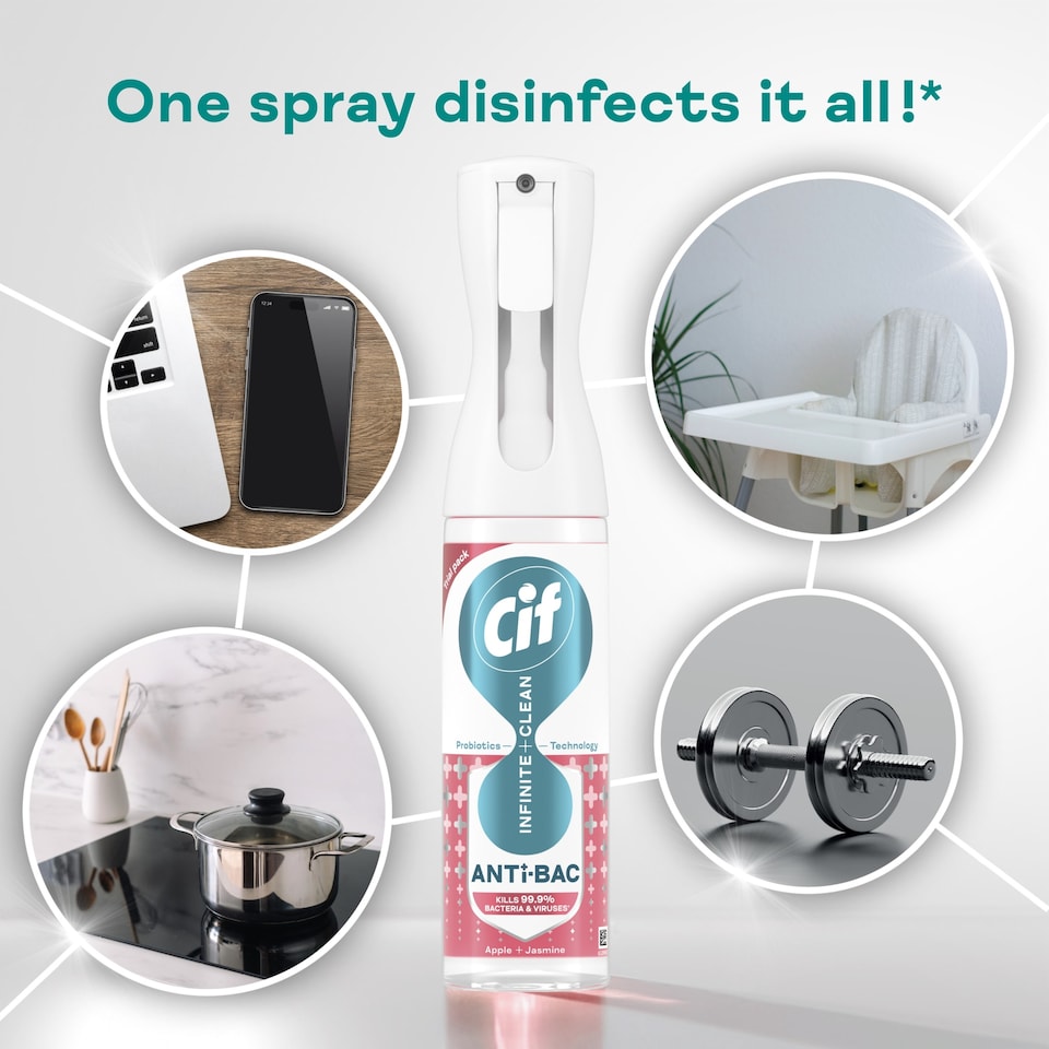 image 1 of Cif Infinite Clean All in One: Anti-Bac Apple & Jasmine Spray 280ml