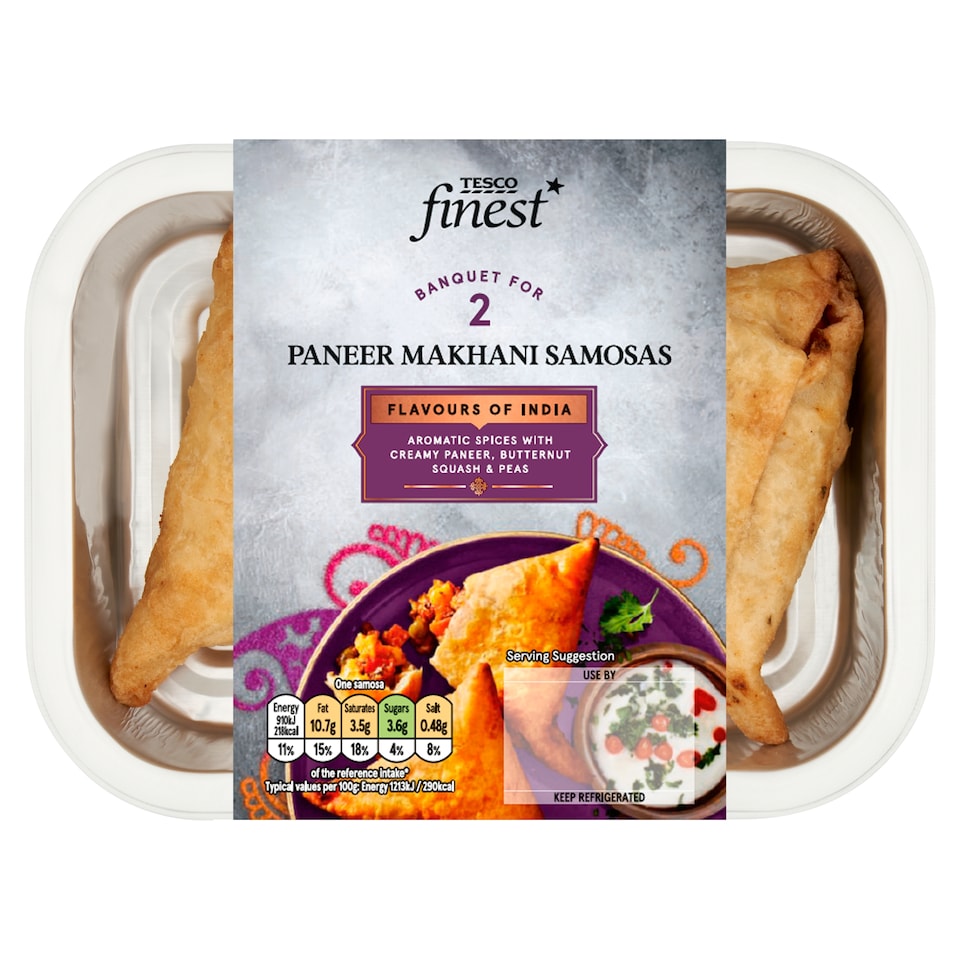 Tesco Finest 2 Paneer Makhani Samosa 150g