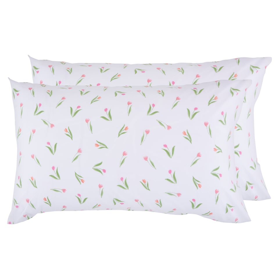 F&F Home Cotton Rich Ditsy Tulips Pillowcase Pair