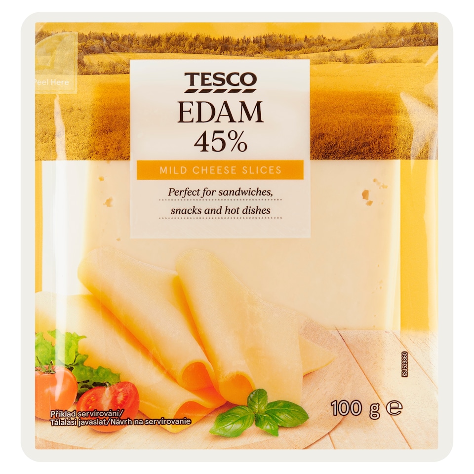 Tesco Edam zsíros, félkemény szeletelt sajt 100 g