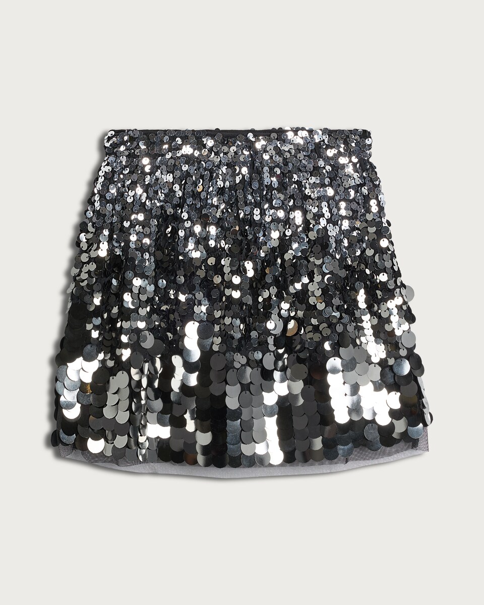 F&F Girls Chunky Sequin Embellished Mini Skirt in Silver