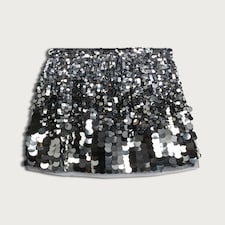 F&F Girls Chunky Sequin Embellished Mini Skirt in Silver