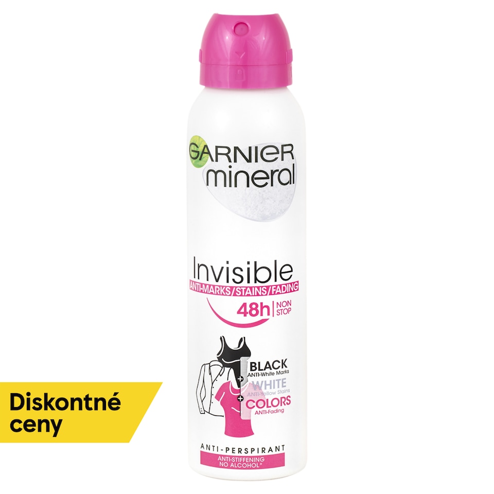 GARNIER MINERAL QUICK DRY Invisible BLACK WHITE COLORS 48 h FLORAL TOUCH, antiperspirant v spreji