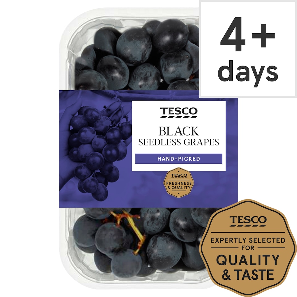 image 1 of Tesco Black Seedless Grapes 500G