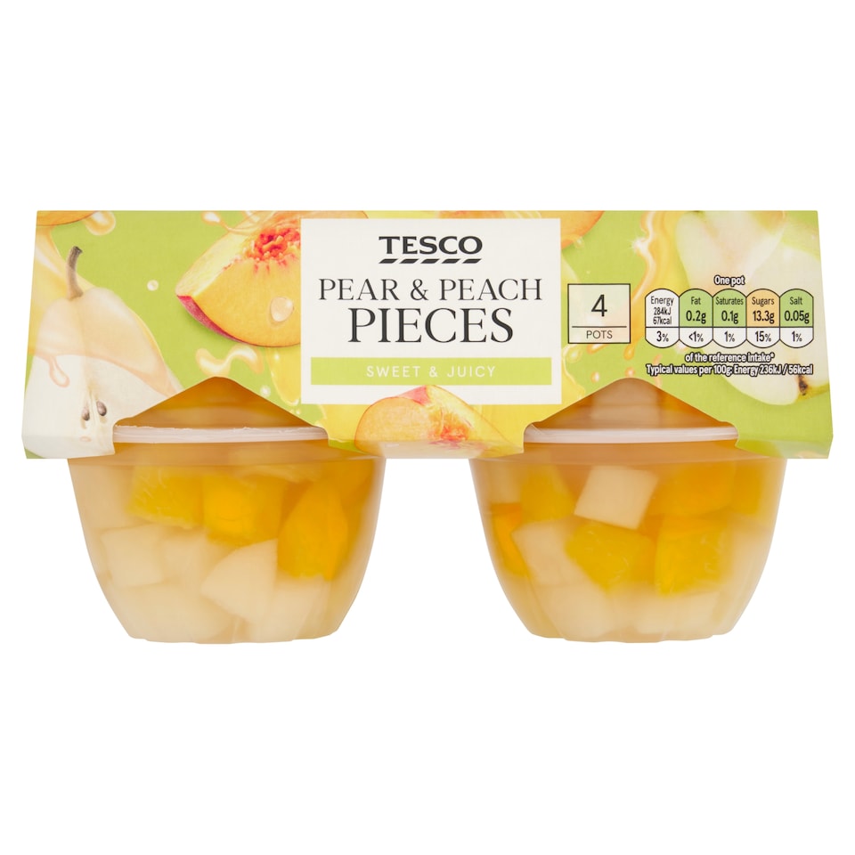 image 1 of Tesco Pear And Peach Pieces 4X120g