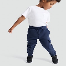F&F Boys Cotton Rich Cuffed Cargo Joggers in Blue