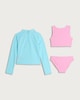 image 2 of F&F Girls 3-Piece Bondi Beach Rash Vest and Bikini Set in Turquoise