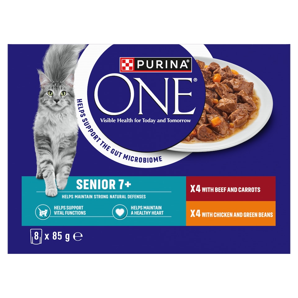 image 1 of PURINA ONE Senior 7+ Mini Fillets Chicken and Beef Wet Cat Food 8x85g