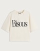 image 4 of F&F Pure Cotton Bisous Slogan Boxy Fit T-Shirt in Cream