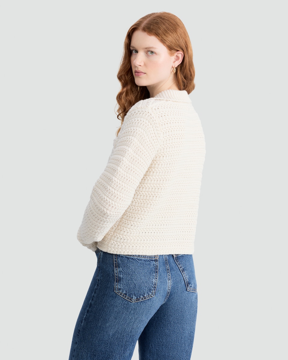 image 1 of F&F Textured Knit Button Detail Cardigan in Cream