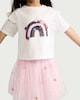 image 3 of F&F Girls 2-Piece Sequin Rainbow T-Shirt and Tulle Skirt Set in Pink