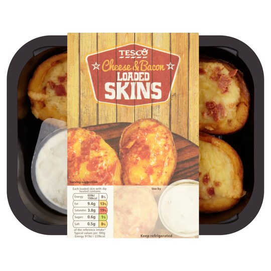 Tesco Tex Mex Cheese And Bacon Skins Withchive Dip 295G Tesco Groceries