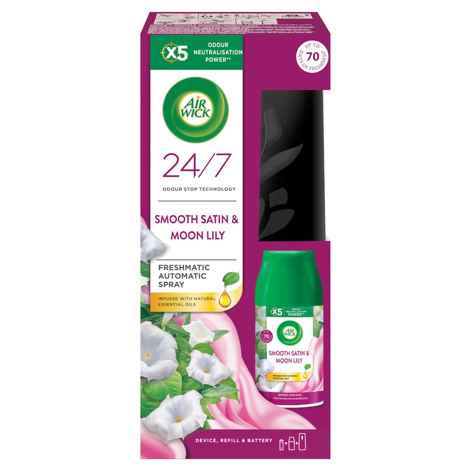 Air Wick Freshmatic difuzér a náplň do osvěžovače vzduchu - Jemný satén a měsíční lilie 250ml