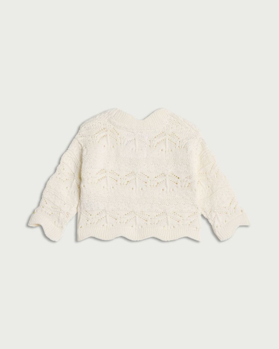 image 1 of F&F Baby Pure Cotton Pointelle Cardigan in Ecru