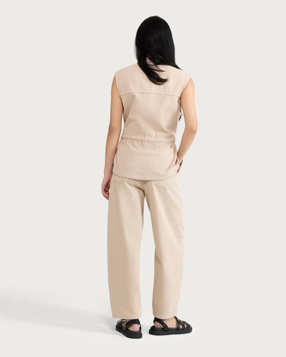 image 1 of F&F High Rise Barrel Leg Jeans in Med Nude