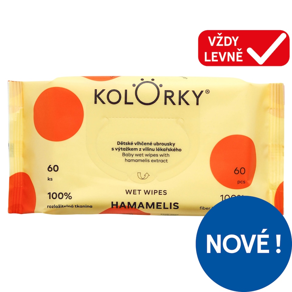 Kolorky Baby Wet Wipes with Hamamelis Extract 60 pcs
