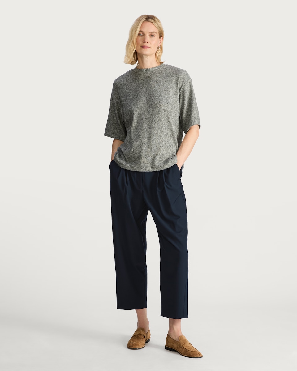 image 1 of F&F Carrot Leg Pleated Tapered Trousers in Navy