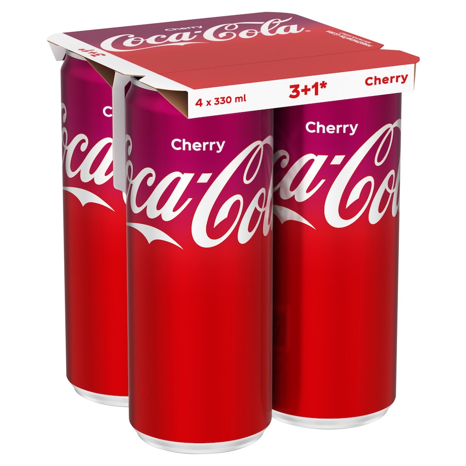 Coca-Cola Cherry Cola-Flavored Carbonated Soft Drink with Cherry Flavoring 4 x 330 ml