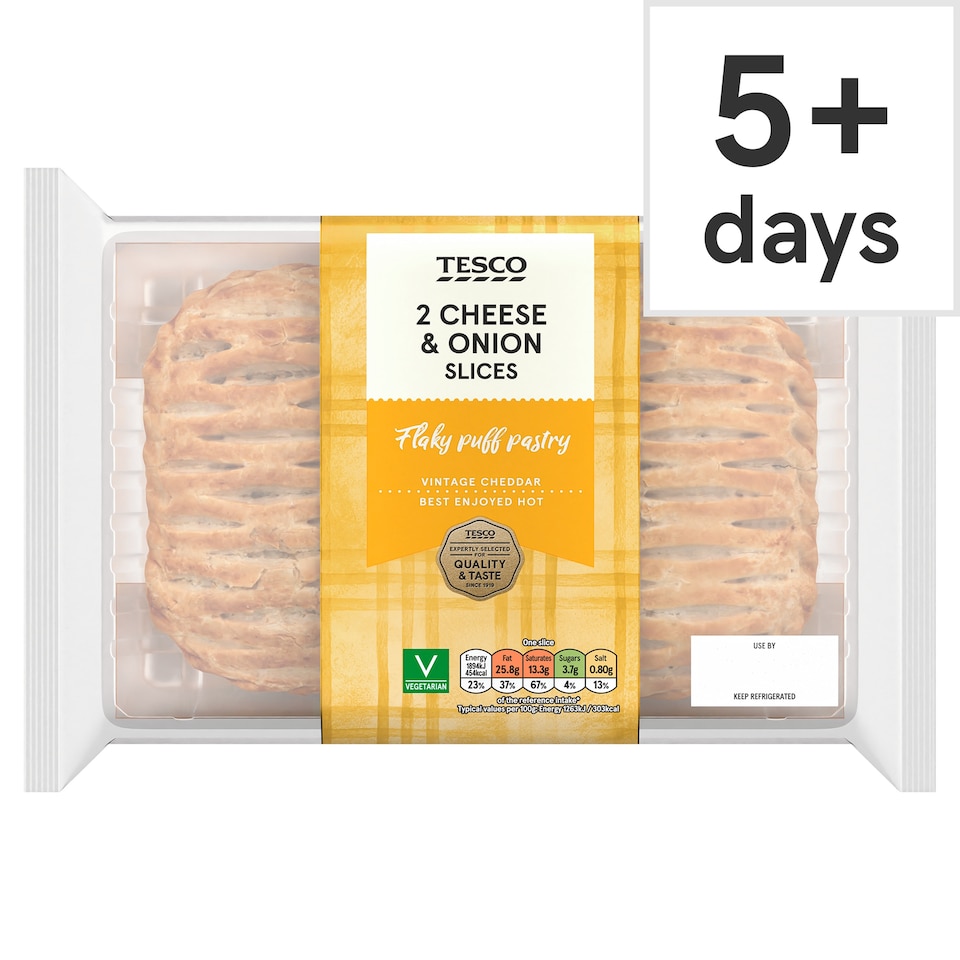Tesco 2 Cheese & Onion Slices 300g