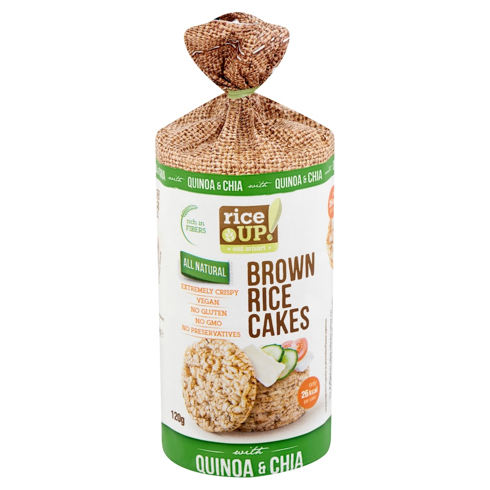image 1 of RiceUp! Eat Smart Brown Whole Grain Rice Cakes with Quinoa & Chia 120 g