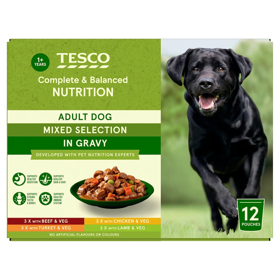 Tesco Dog Pouch Cuts In Gravy 12 X100g