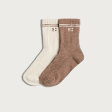 F&F Active 2-Pack Textured Stripe Accent Cosy Socks in Neutral