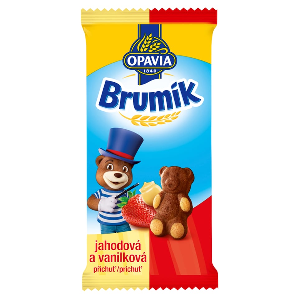 Opavia Brumík Duo Vanilková Príchuť A Jahoda Jemné Pečivo 30 G