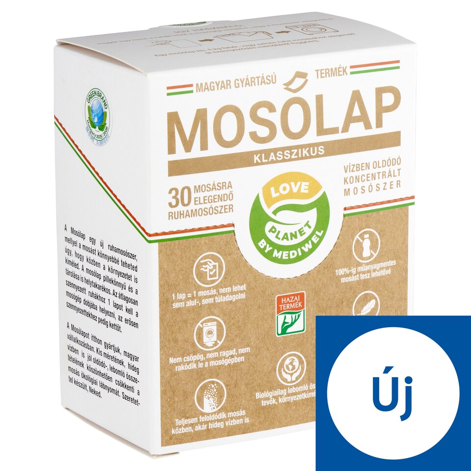 Love Planet klasszikus illatos mosólap vízben oldódó koncentrált mosószer 30 mosás 60 g
