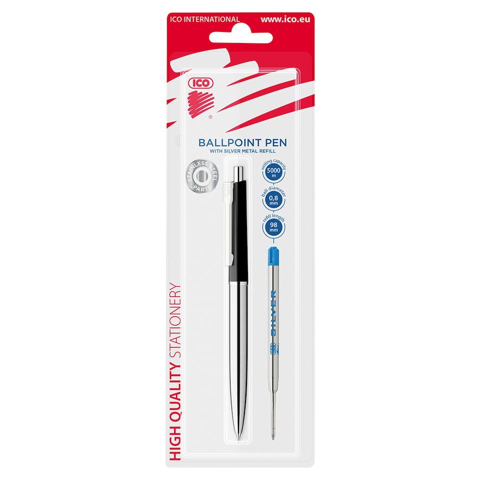 ICO Ballpoint Pen with Push Button Mechanism 1 pcs