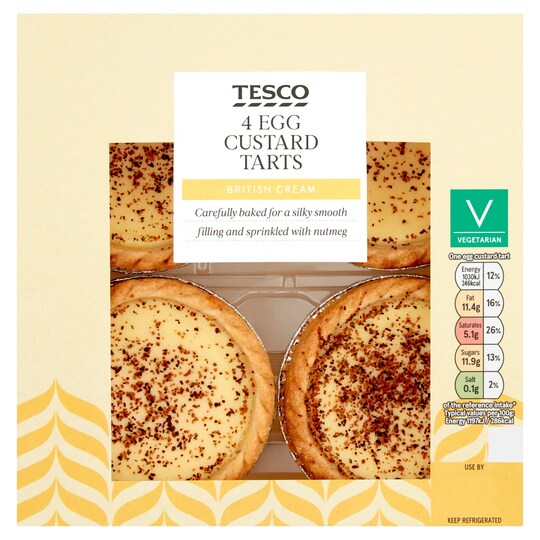 Tesco Egg Custard Tarts 4 Pack Tesco Groceries