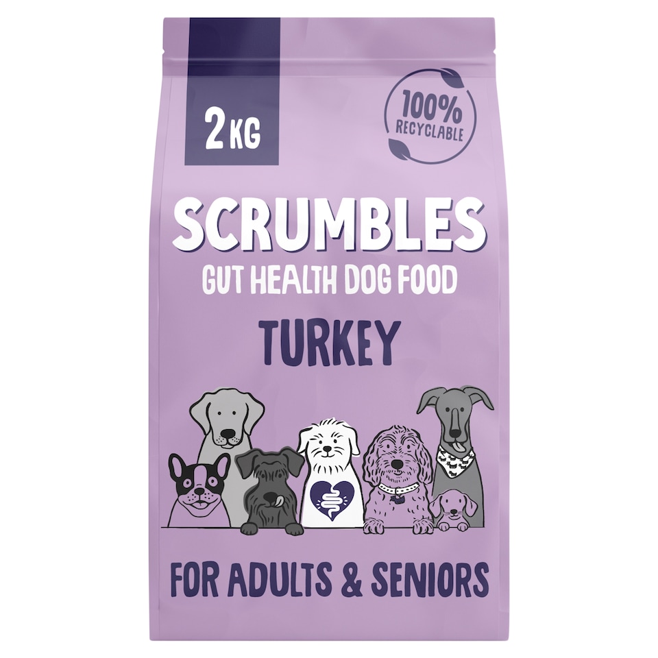 Scrumbles Dry Dog Food for Adult & Seniors Turkey 2kg
