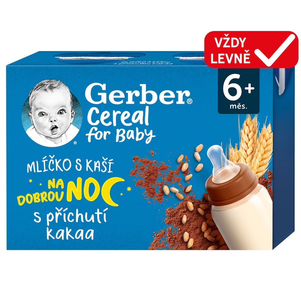 image 1 of GERBER Cereal Milk with Porridge with Cocoa Flavour 2 x 200ml