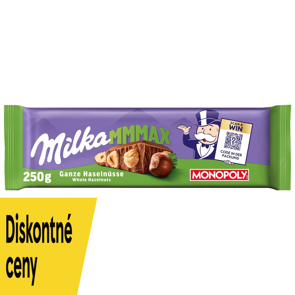 Milka Mmmax Milk Chocolate from Alpine Milk with Whole Hazelnuts 250 g