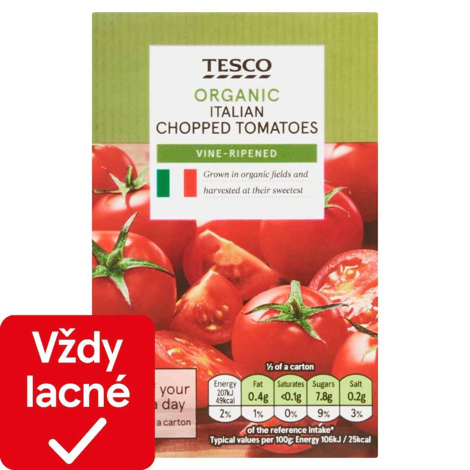 obrázok 1 z Tesco Bio krájané paradajky v paradajkovej šťave 390 g