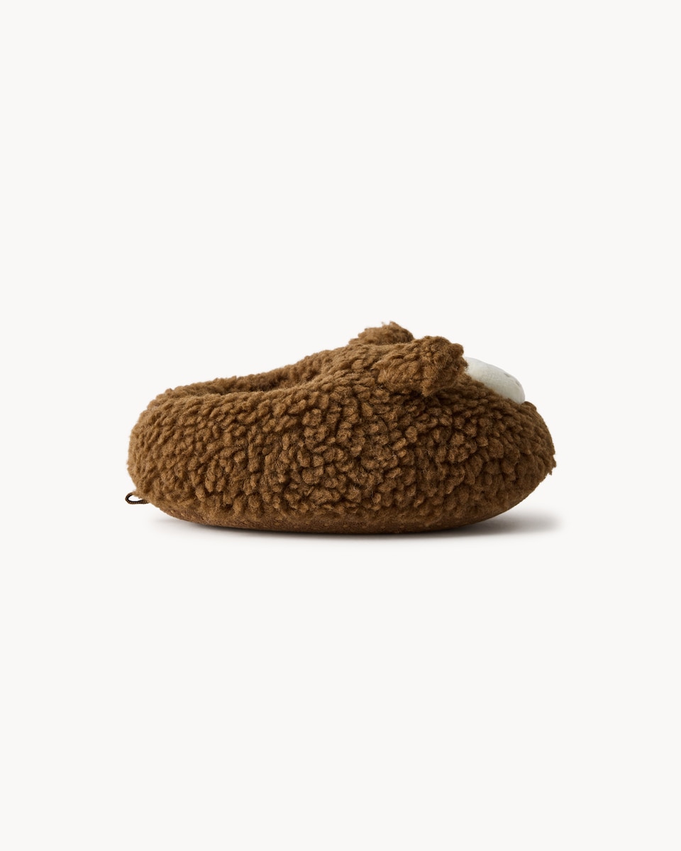 image 1 of F&F Unisex Fleece Bear Slippers in Brown