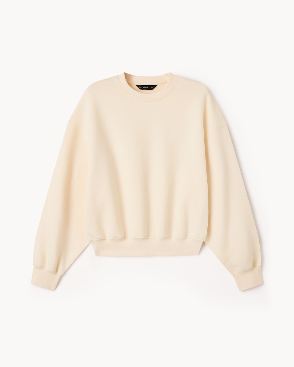 image 1 of F&F Cotton Rich Crew Neck Sweatshirt in Cream