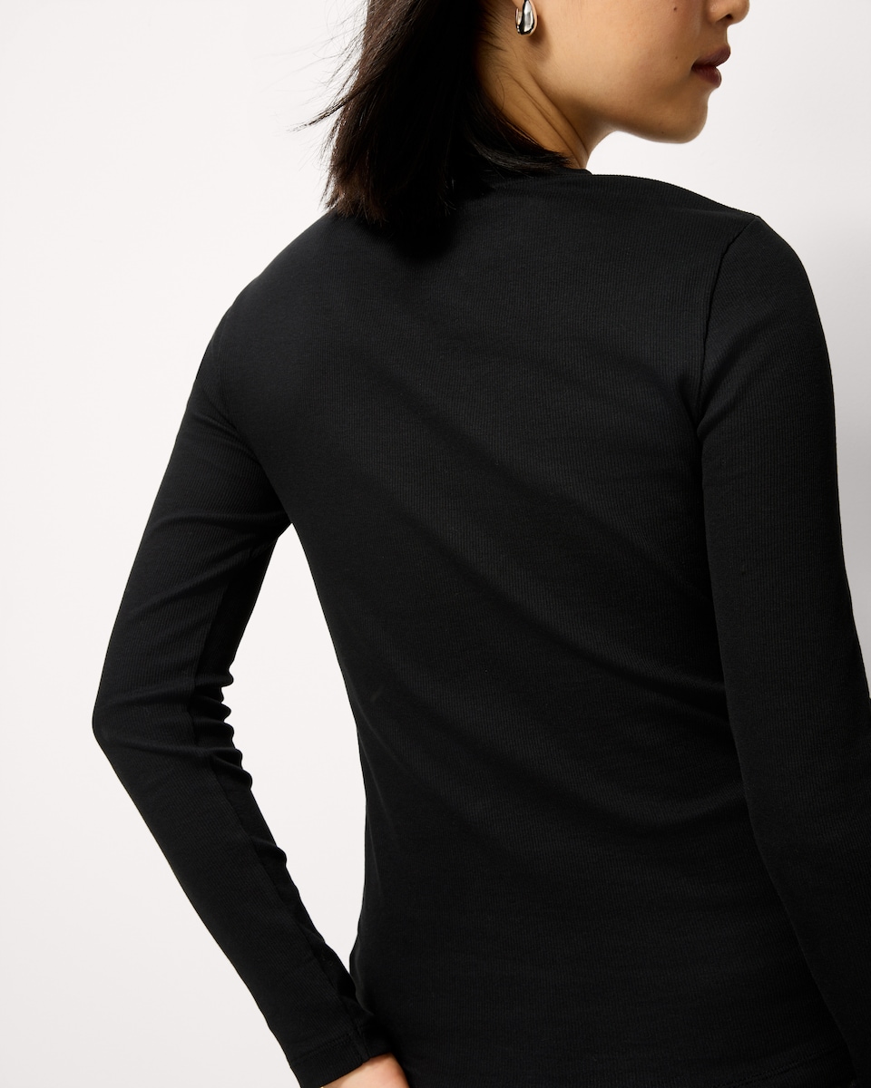 image 1 of F&F 3-Pack Cotton Rich Ribbed Long Sleeved Tops in Multi Black