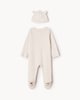 image 2 of F&F Baby 2-Piece Cotton Rich Bear Embroidered Sleepsuit and Hat Set in Neutral