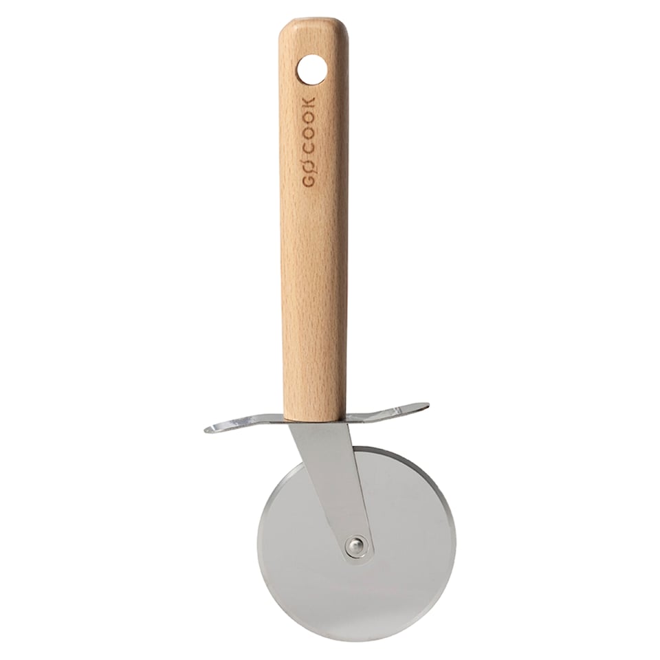 Go Cook Beechwood Stainless Steel Pizza Cutter