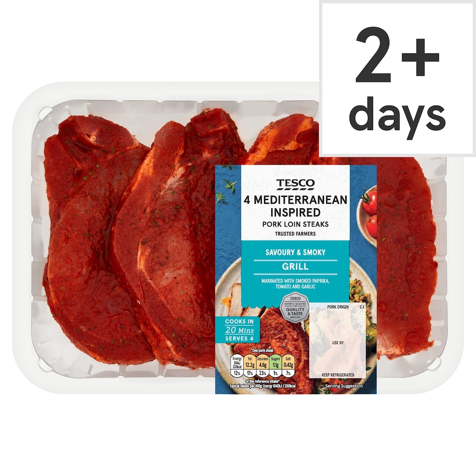 Tesco Mediterranean Pork Loin Steaks 600G