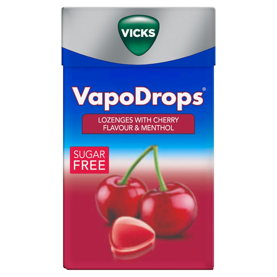 Vicks VapoDrops Lozenges With Cherry & Menthol Flavour Sugar Free 40g