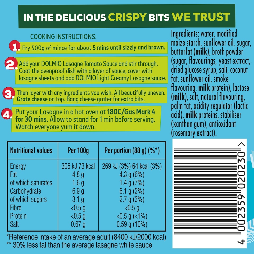 image 1 of Dolmio Light Creamy Lasagne Sauce 440g