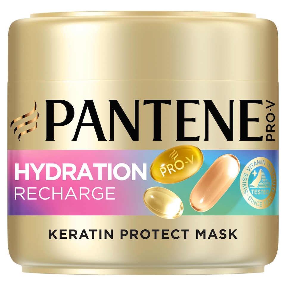 Pantene Pro-V Hydration Recharge Keratin Protect Hajpakolás 300ml Rendkívül Száraz Hajra  1. kép