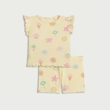 F&F Baby 2-Piece Cotton Rich Seaside Print Set in Yellow