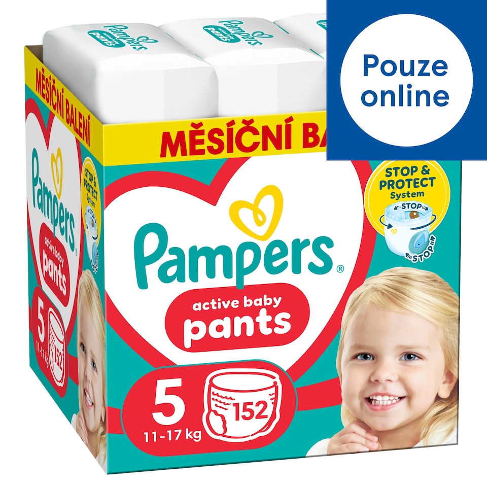 Obrázek 1 pro produkt Plenkové Kalhotky Pampers Active Baby Pants, Velikost 5, 152 Plenky, 11kg-17kg